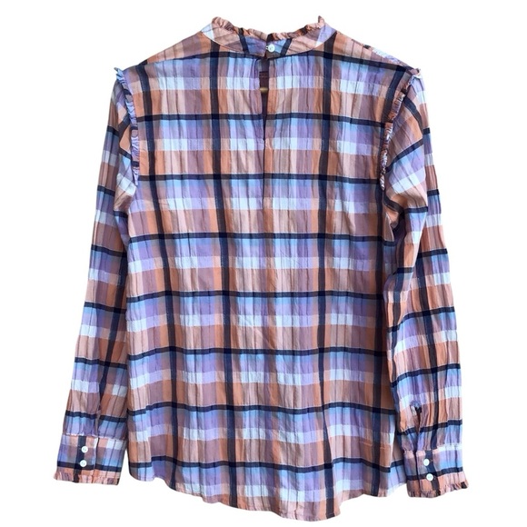 Max Jeans Plaid Long Sleeve Peasant Top NEW - Picture 2 of 7